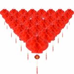 30 Piezas Farolillos de Papel de Plástico Rojos Faroles Colgantes para Decoración