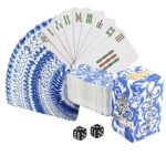 Drizzle Mahjong Poker Juego de Mesa de Naipes Porcelana Azul y Blanca China