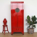 Yajutang – Armario Chino para Bodas (2 Puertas, 1 cajón), Color Rojo