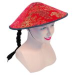 Chinese Coolie RedFabric+Plait (gorro/sombrero)