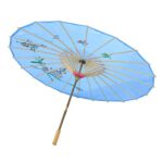 Paraguas de China – SODIAL(R) Azul Paraguas de danza china de bambu de flores